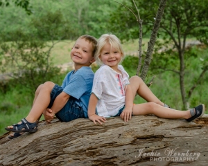 young-siblings-on-log