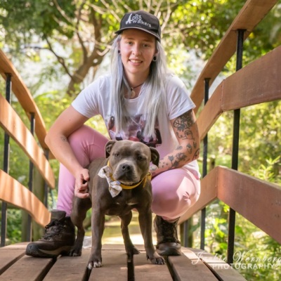 staffie-and-owner-on-bridge